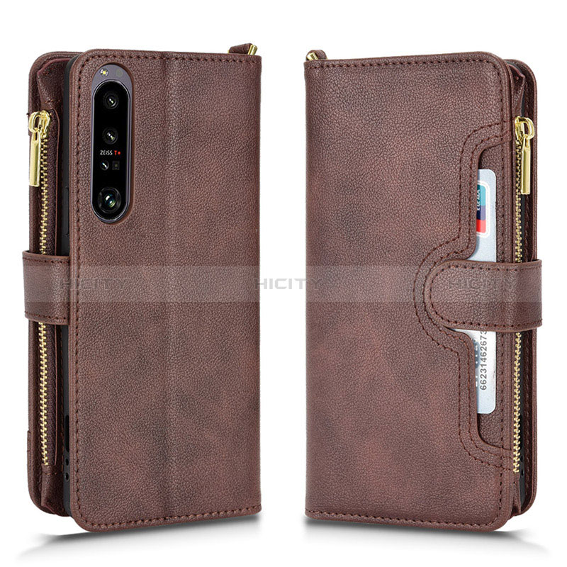 Funda de Cuero Cartera con Soporte Carcasa BY2 para Sony Xperia 1 IV Marron