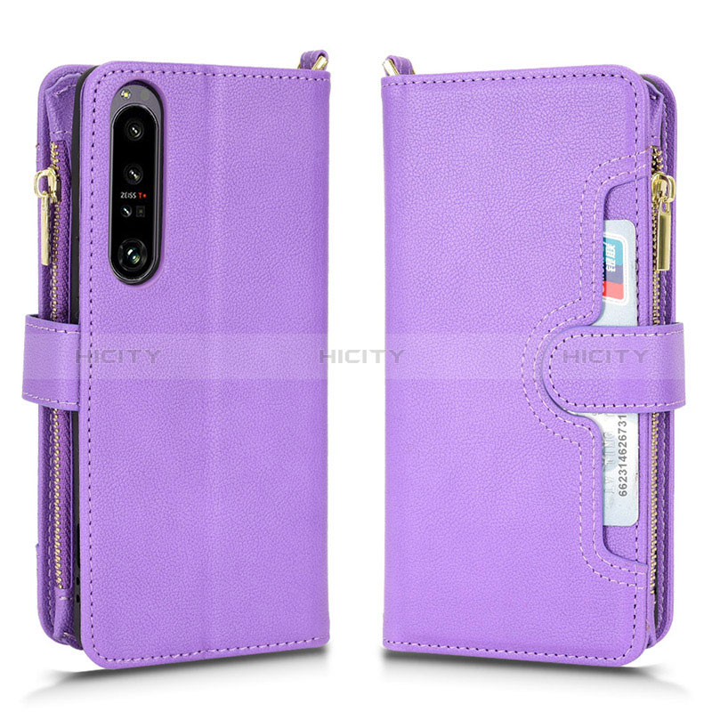 Funda de Cuero Cartera con Soporte Carcasa BY2 para Sony Xperia 1 IV Morado