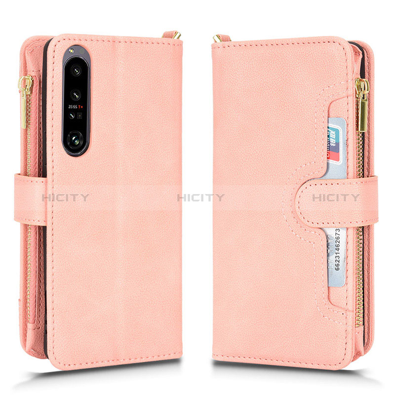 Funda de Cuero Cartera con Soporte Carcasa BY2 para Sony Xperia 1 IV Oro Rosa