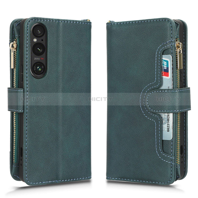 Funda de Cuero Cartera con Soporte Carcasa BY2 para Sony Xperia 1 V Verde