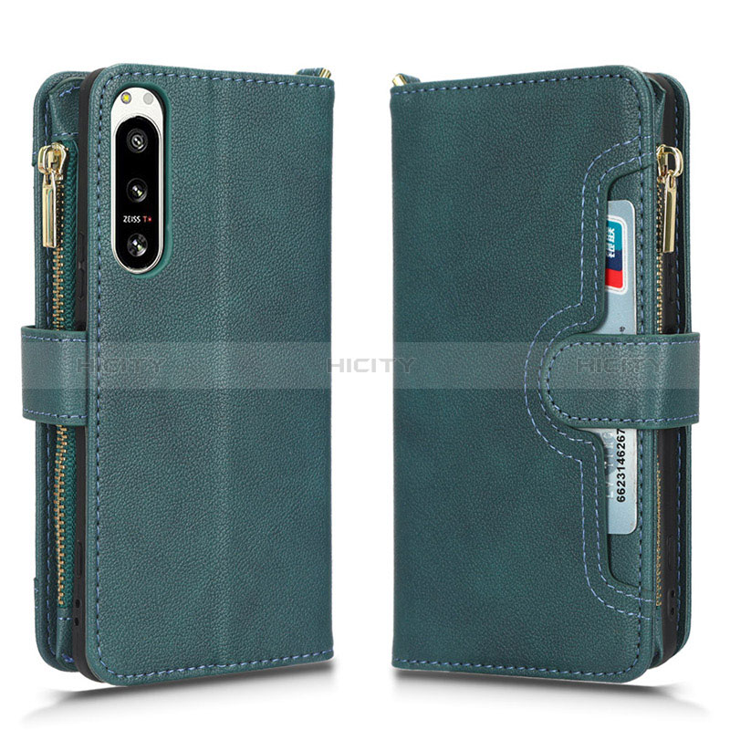 Funda de Cuero Cartera con Soporte Carcasa BY2 para Sony Xperia 5 IV Verde