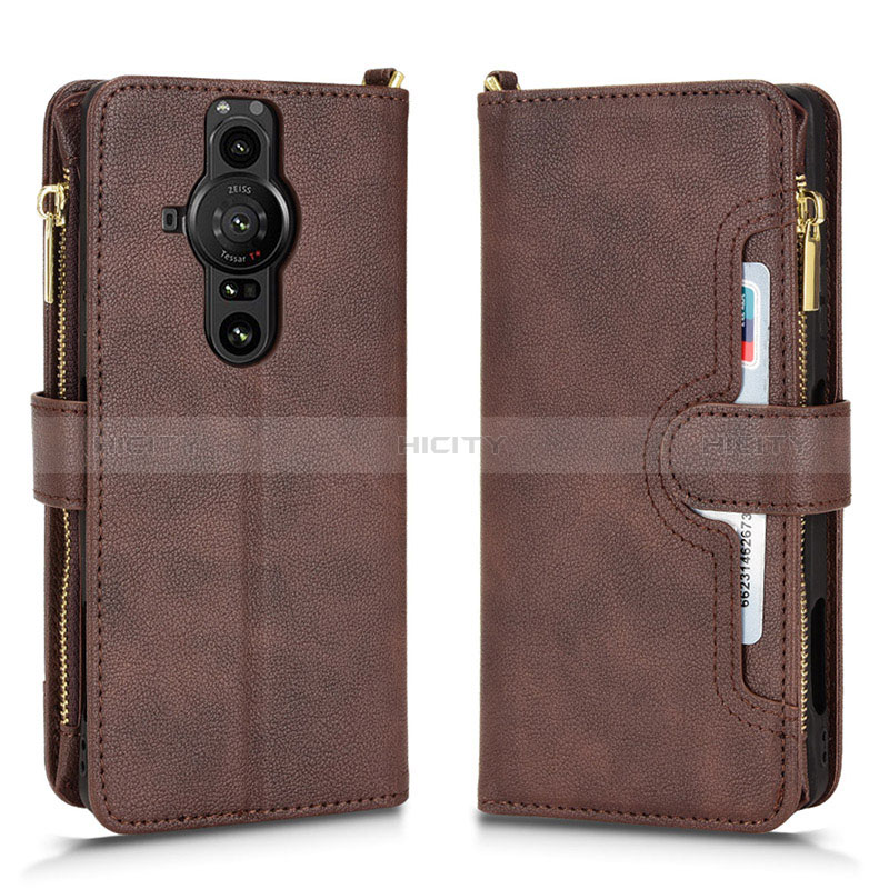 Funda de Cuero Cartera con Soporte Carcasa BY2 para Sony Xperia PRO-I Marron