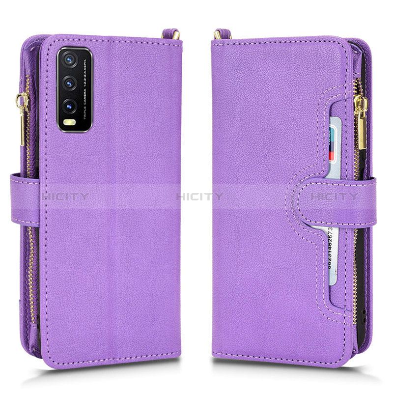 Funda de Cuero Cartera con Soporte Carcasa BY2 para Vivo Y11s Morado