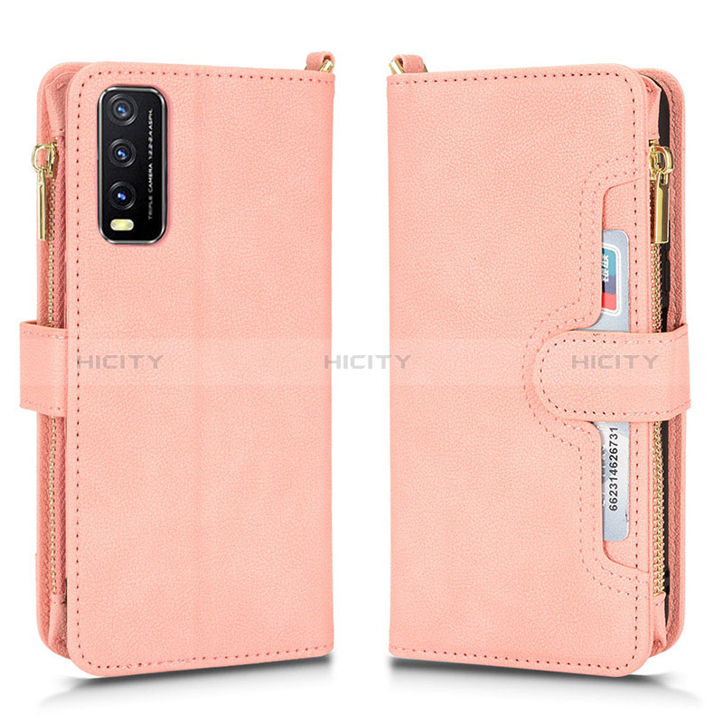 Funda de Cuero Cartera con Soporte Carcasa BY2 para Vivo Y12s (2021) Oro Rosa