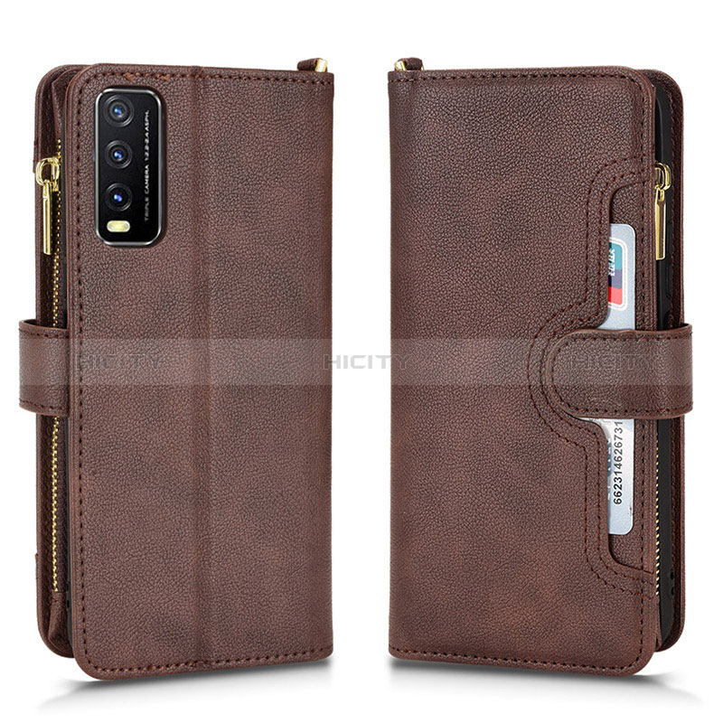 Funda de Cuero Cartera con Soporte Carcasa BY2 para Vivo Y30 Marron