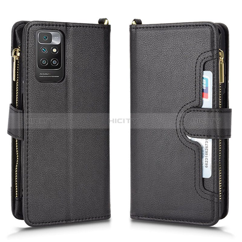 Funda de Cuero Cartera con Soporte Carcasa BY2 para Xiaomi Redmi 10 (2022) Negro