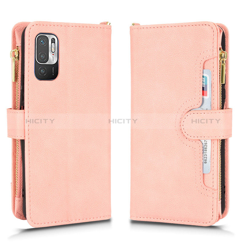 Funda de Cuero Cartera con Soporte Carcasa BY2 para Xiaomi Redmi Note 10 JE 5G Oro Rosa