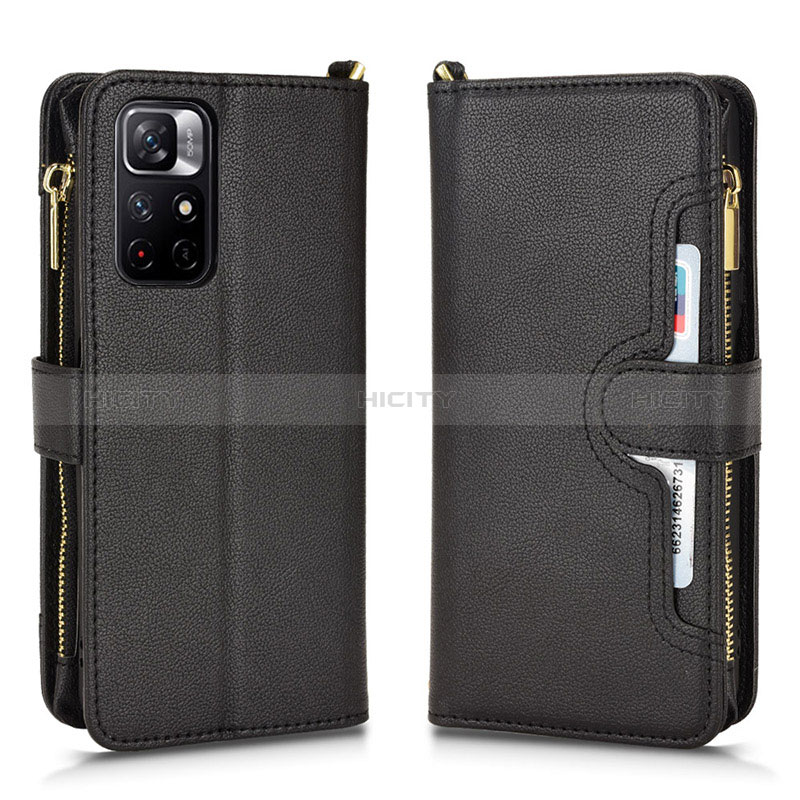 Funda de Cuero Cartera con Soporte Carcasa BY2 para Xiaomi Redmi Note 11 5G Negro