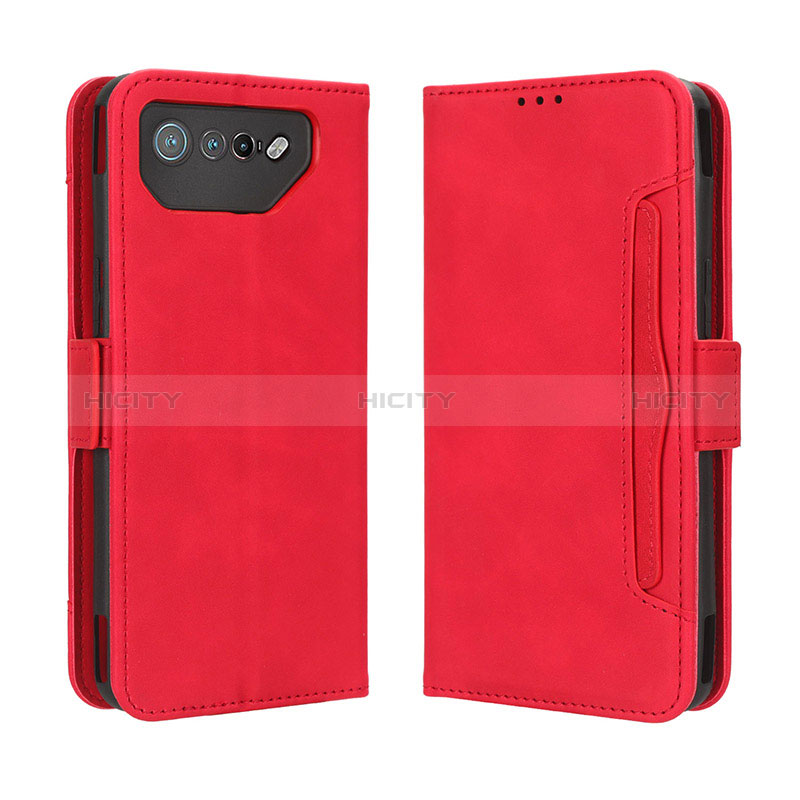 Funda de Cuero Cartera con Soporte Carcasa BY3 para Asus ROG Phone 7 Pro Rojo