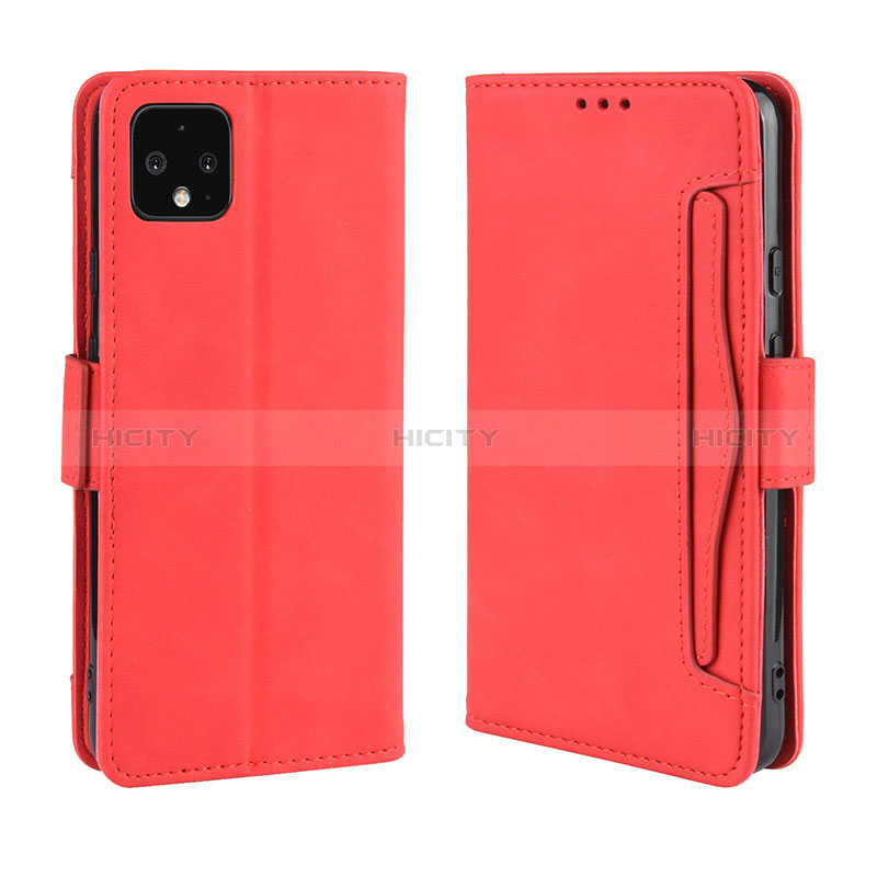 Funda de Cuero Cartera con Soporte Carcasa BY3 para Google Pixel 4 Rojo