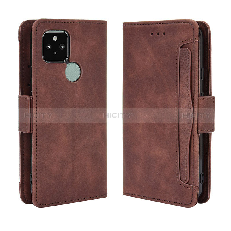 Funda de Cuero Cartera con Soporte Carcasa BY3 para Google Pixel 5 Marron