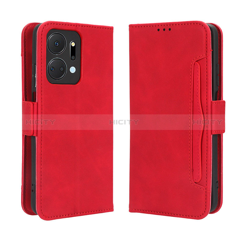 Funda de Cuero Cartera con Soporte Carcasa BY3 para Huawei Honor X7a Rojo