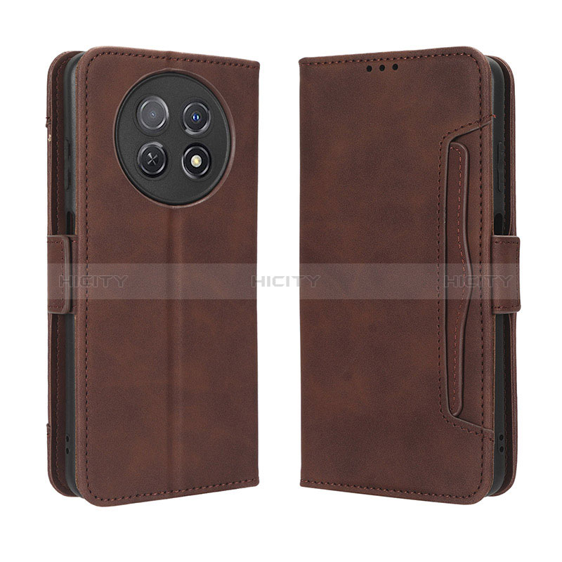 Funda de Cuero Cartera con Soporte Carcasa BY3 para Huawei Nova Y91 Marron