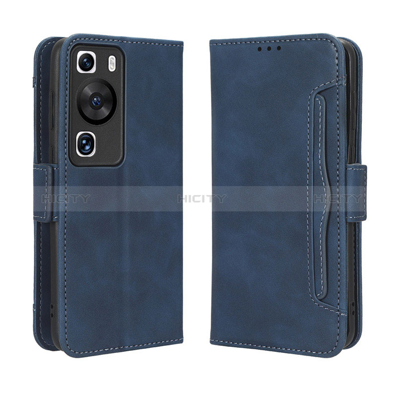 Funda de Cuero Cartera con Soporte Carcasa BY3 para Huawei P60 Azul