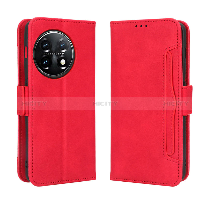 Funda de Cuero Cartera con Soporte Carcasa BY3 para OnePlus 11R 5G Rojo