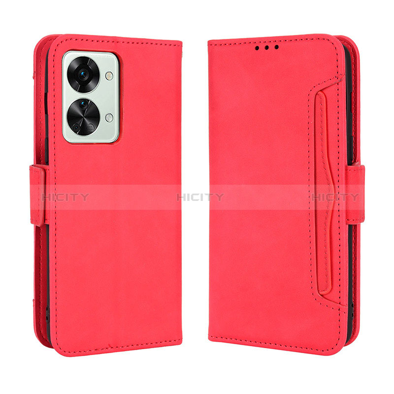 Funda de Cuero Cartera con Soporte Carcasa BY3 para OnePlus Nord 2T 5G Rojo