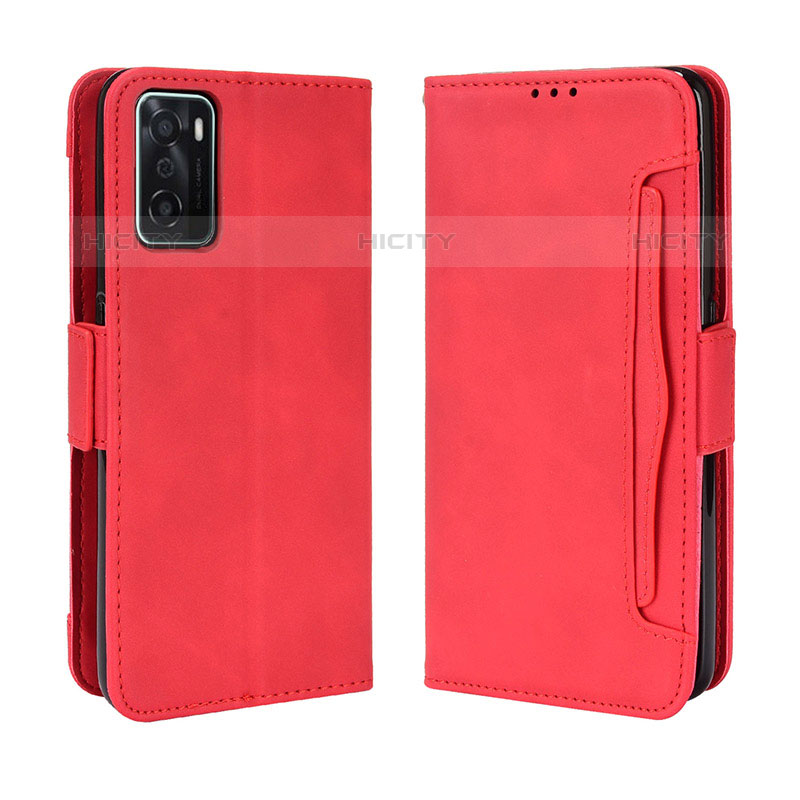 Funda de Cuero Cartera con Soporte Carcasa BY3 para Oppo A55S 5G Rojo