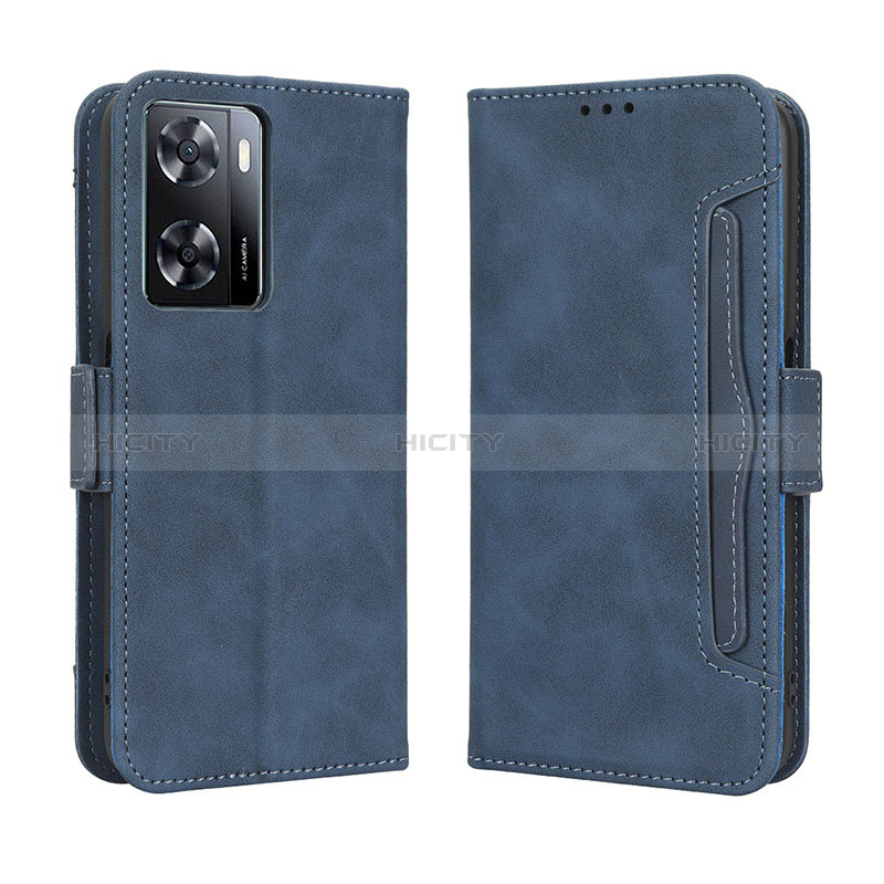 Funda de Cuero Cartera con Soporte Carcasa BY3 para Oppo A57s Azul