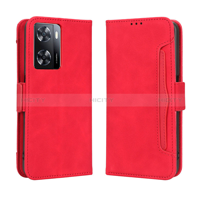 Funda de Cuero Cartera con Soporte Carcasa BY3 para Oppo A77s Rojo