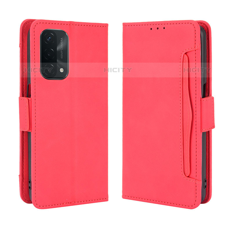 Funda de Cuero Cartera con Soporte Carcasa BY3 para Oppo A93 5G Rojo