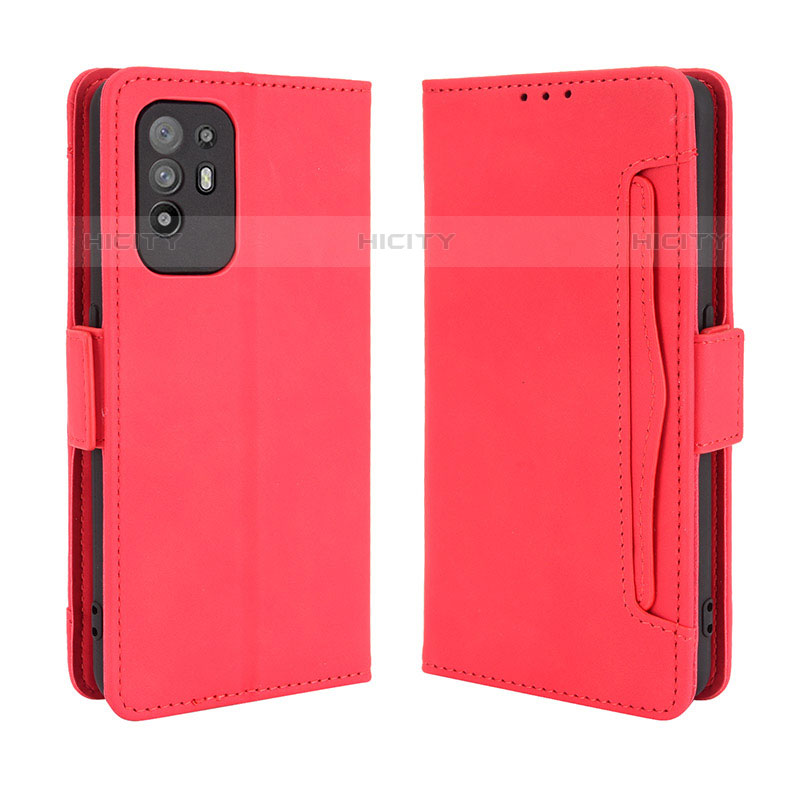 Funda de Cuero Cartera con Soporte Carcasa BY3 para Oppo A95 5G Rojo