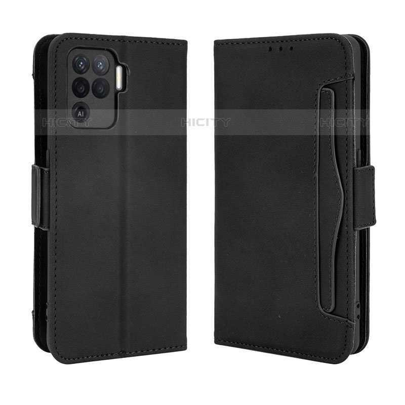 Funda de Cuero Cartera con Soporte Carcasa BY3 para Oppo F19 Pro Negro