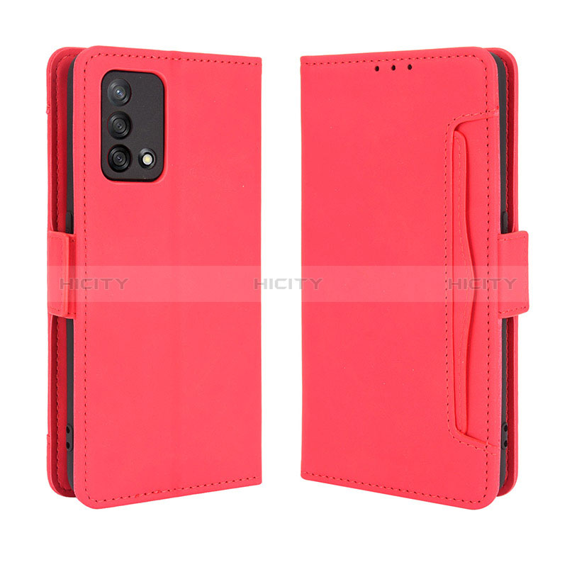 Funda de Cuero Cartera con Soporte Carcasa BY3 para Oppo F19 Rojo