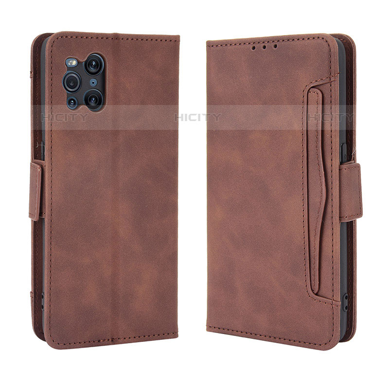 Funda de Cuero Cartera con Soporte Carcasa BY3 para Oppo Find X3 Pro 5G Marron