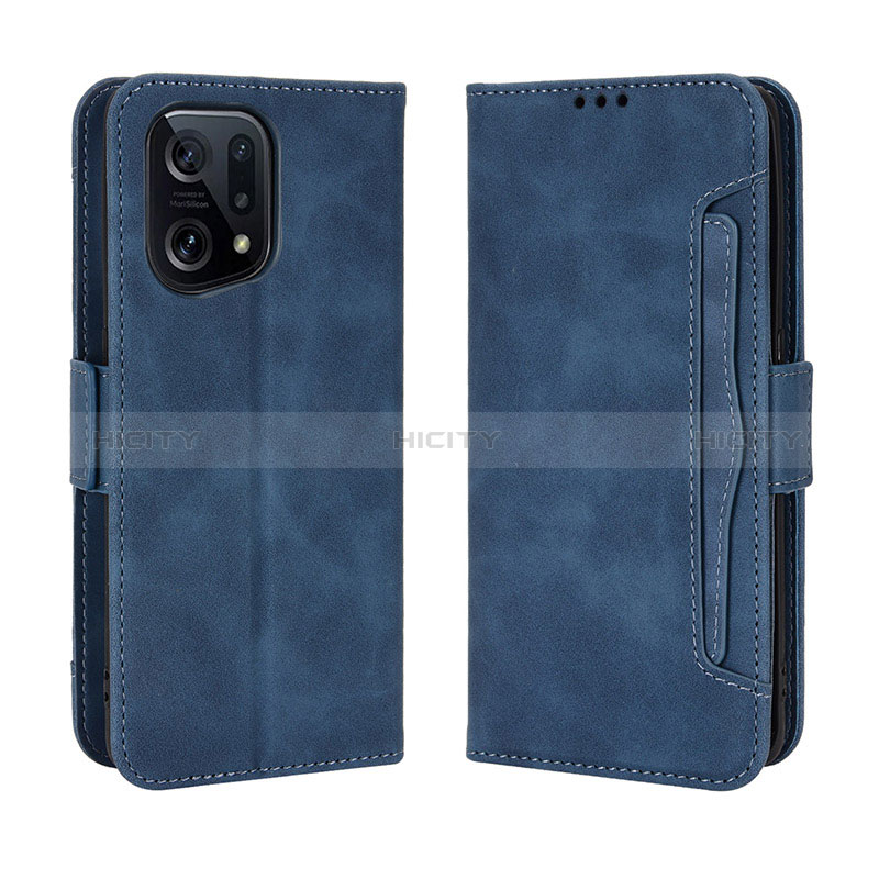 Funda de Cuero Cartera con Soporte Carcasa BY3 para Oppo Find X5 5G Azul