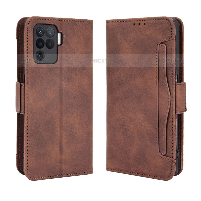 Funda de Cuero Cartera con Soporte Carcasa BY3 para Oppo Reno5 F Marron