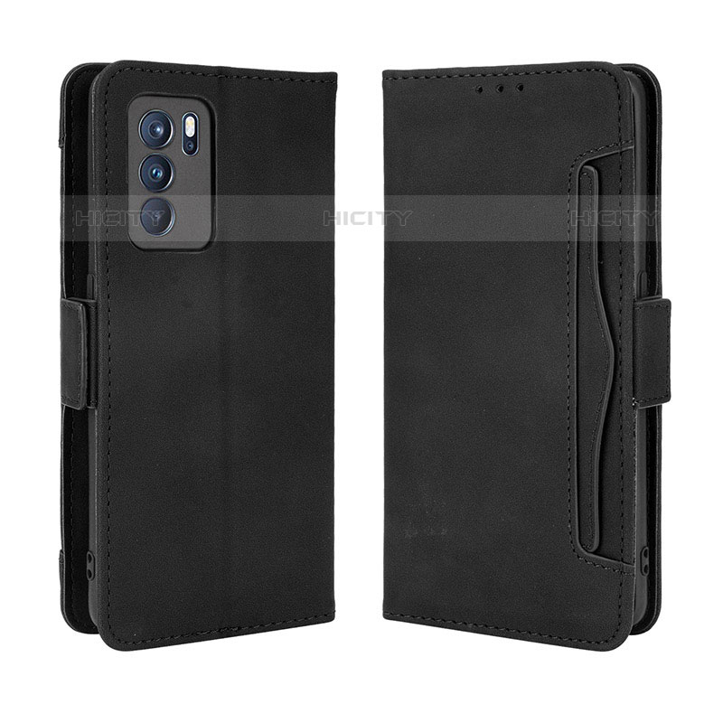 Funda de Cuero Cartera con Soporte Carcasa BY3 para Oppo Reno6 Pro 5G India Negro