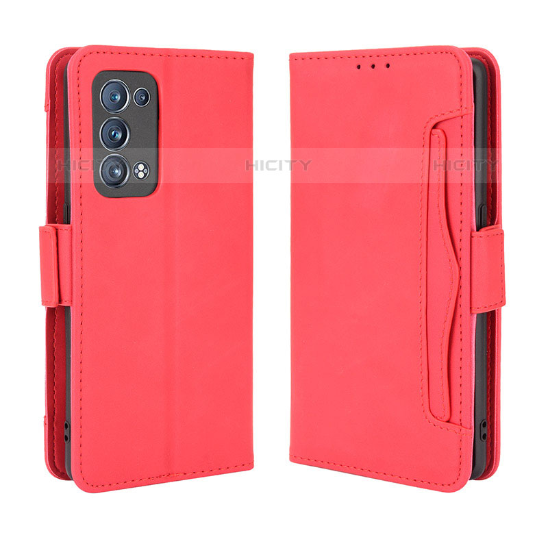 Funda de Cuero Cartera con Soporte Carcasa BY3 para Oppo Reno6 Pro 5G Rojo