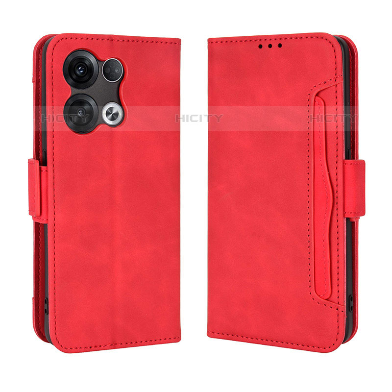 Funda de Cuero Cartera con Soporte Carcasa BY3 para Oppo Reno8 5G Rojo