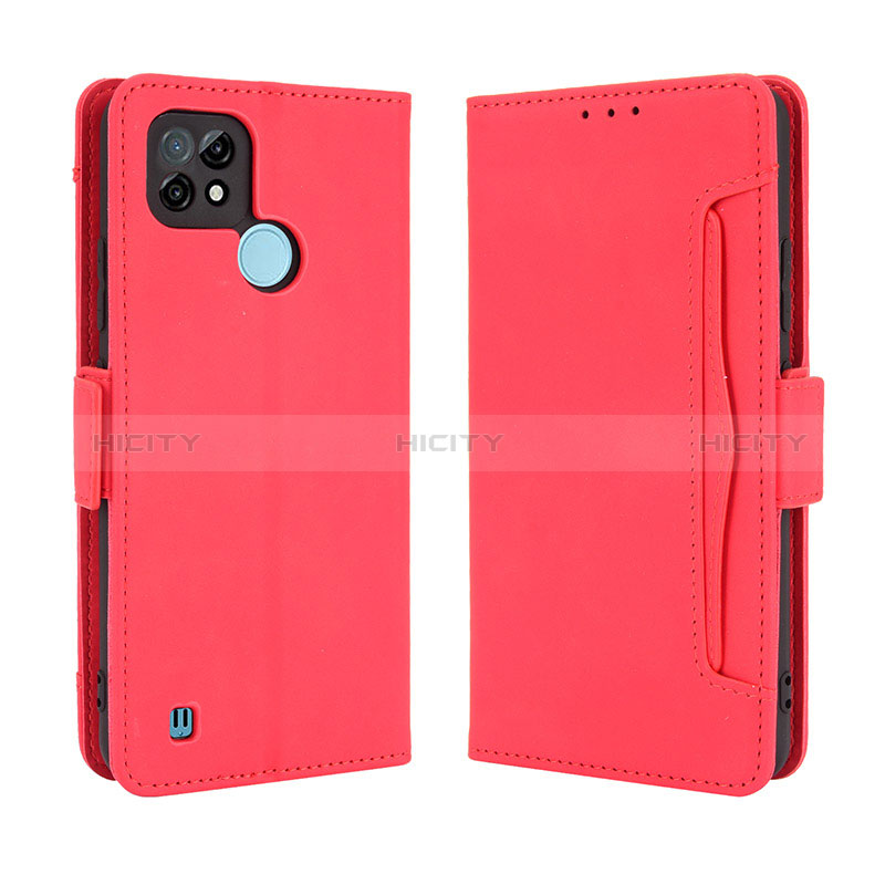 Funda de Cuero Cartera con Soporte Carcasa BY3 para Realme C21 Rojo