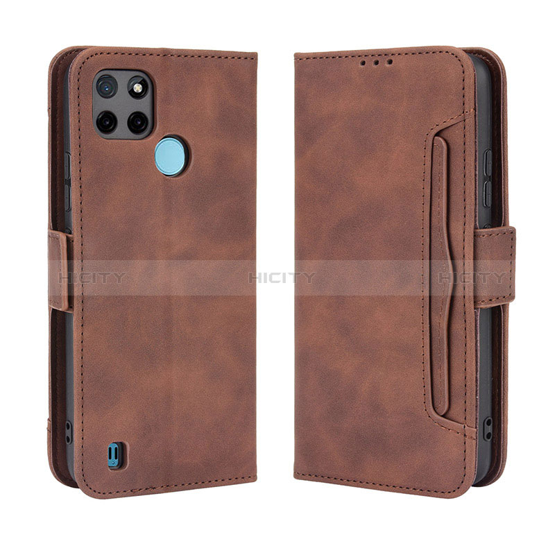 Funda de Cuero Cartera con Soporte Carcasa BY3 para Realme C25Y India Marron