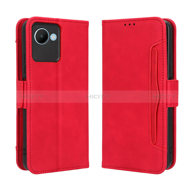 Funda de Cuero Cartera con Soporte Carcasa BY3 para Realme C30 Rojo