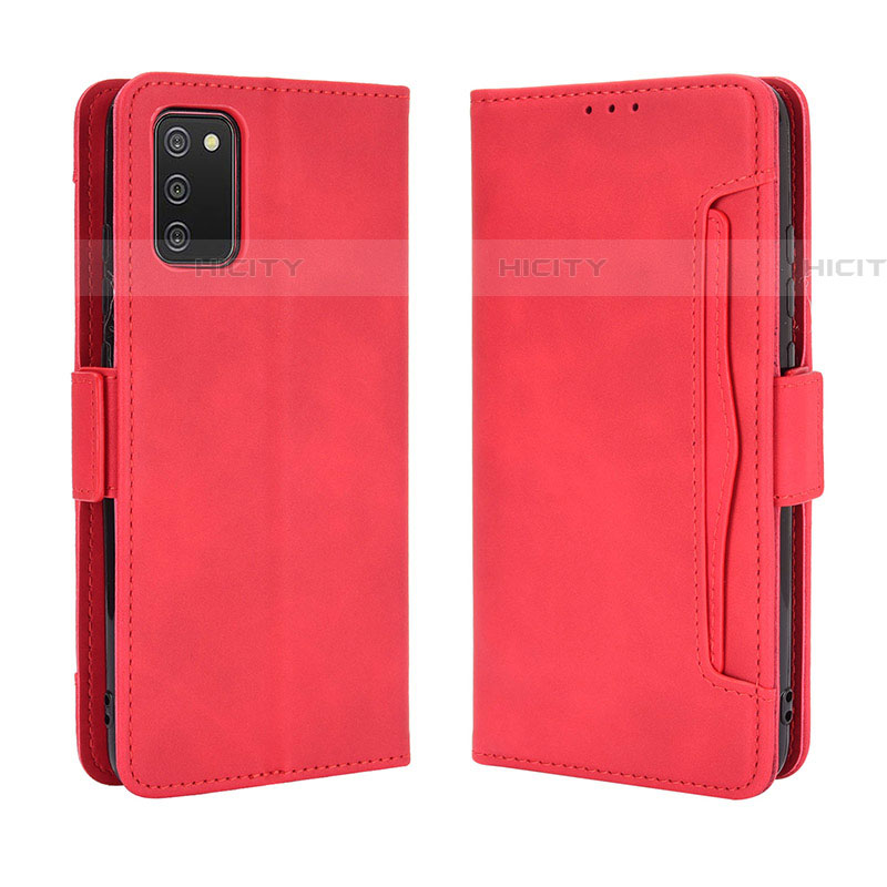 Funda de Cuero Cartera con Soporte Carcasa BY3 para Samsung Galaxy A03s Rojo