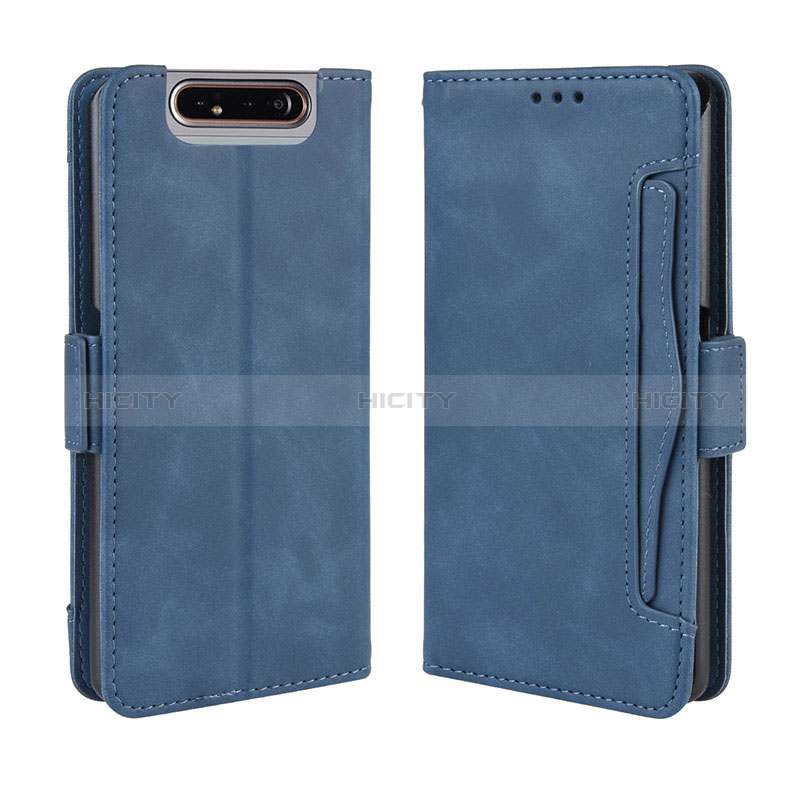 Funda de Cuero Cartera con Soporte Carcasa BY3 para Samsung Galaxy A80 Azul