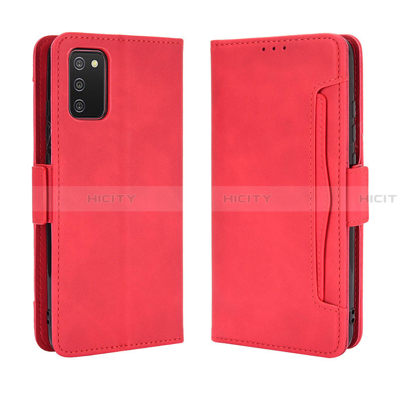 Funda de Cuero Cartera con Soporte Carcasa BY3 para Samsung Galaxy F02S SM-E025F Rojo