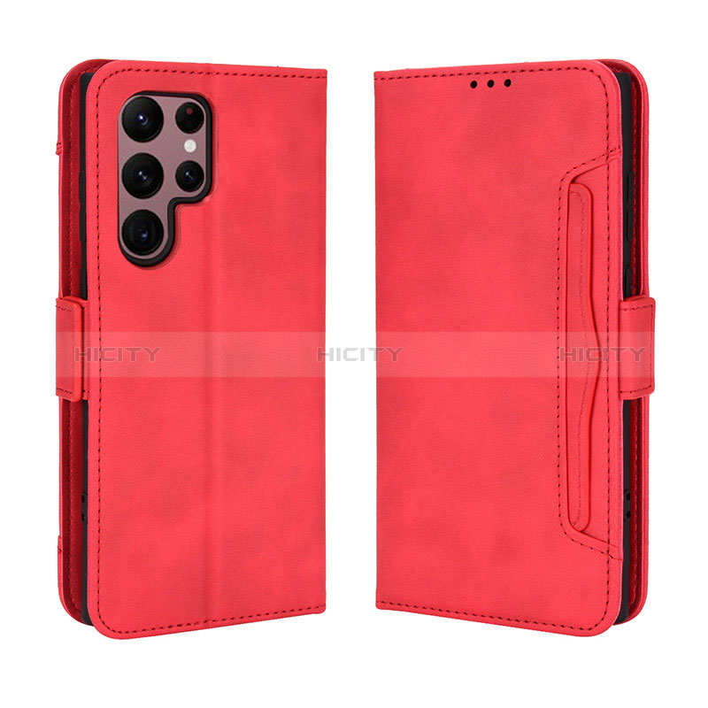 Funda de Cuero Cartera con Soporte Carcasa BY3 para Samsung Galaxy S24 Ultra 5G Rojo