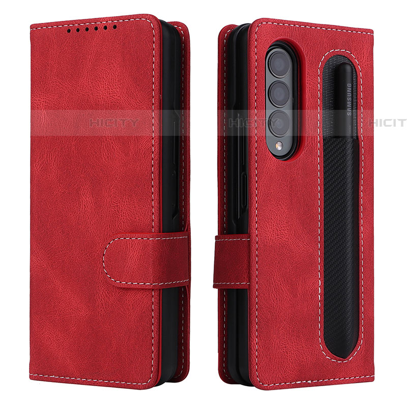 Funda de Cuero Cartera con Soporte Carcasa BY3 para Samsung Galaxy Z Fold4 5G Rojo