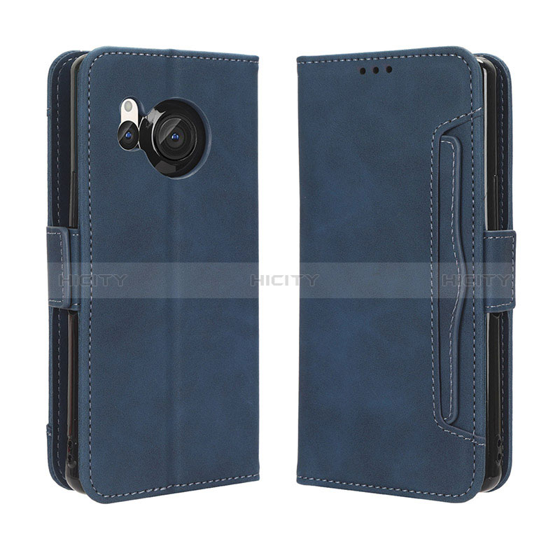 Funda de Cuero Cartera con Soporte Carcasa BY3 para Sharp Aquos R8 Azul