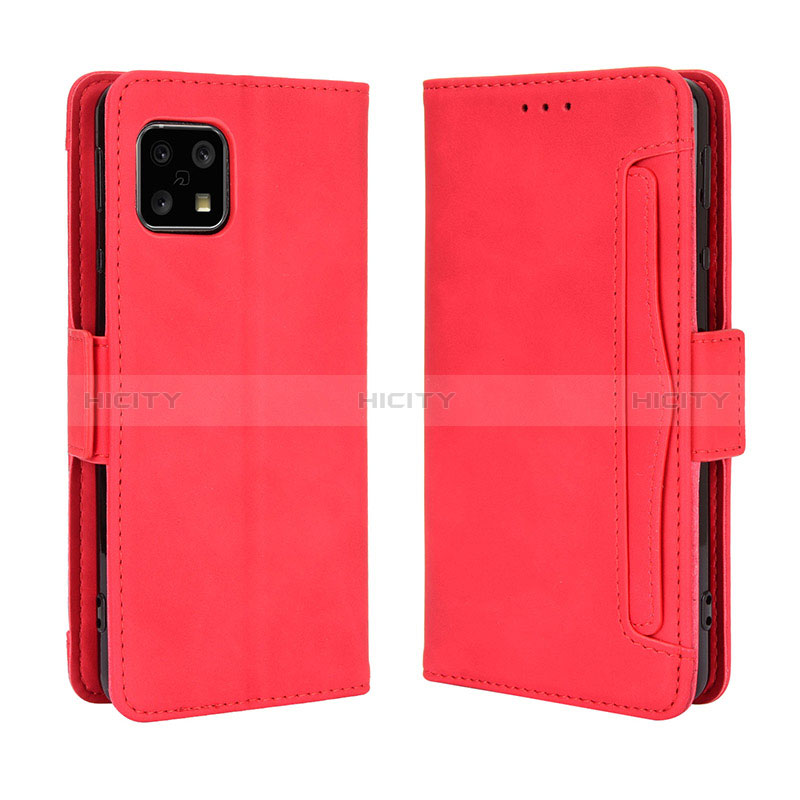 Funda de Cuero Cartera con Soporte Carcasa BY3 para Sharp Aquos Sense4 Basic Rojo