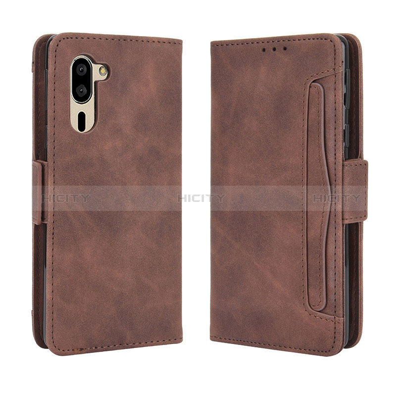 Funda de Cuero Cartera con Soporte Carcasa BY3 para Sharp Simple Sumaho 5 Marron