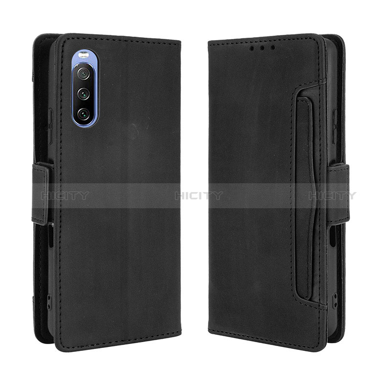 Funda de Cuero Cartera con Soporte Carcasa BY3 para Sony Xperia 10 III Lite Negro