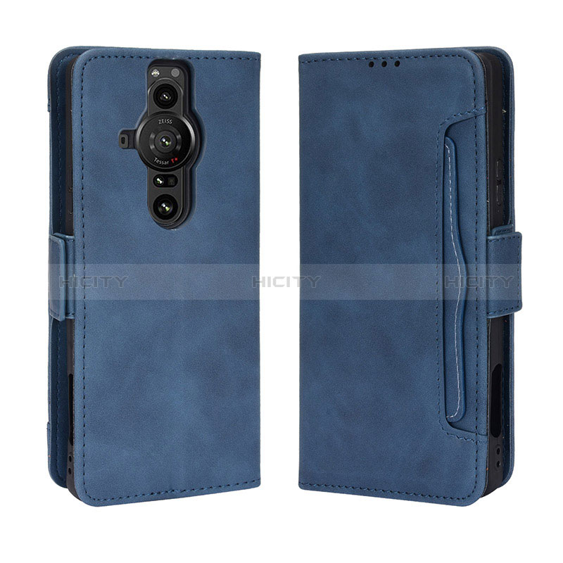 Funda de Cuero Cartera con Soporte Carcasa BY3 para Sony Xperia PRO-I Azul