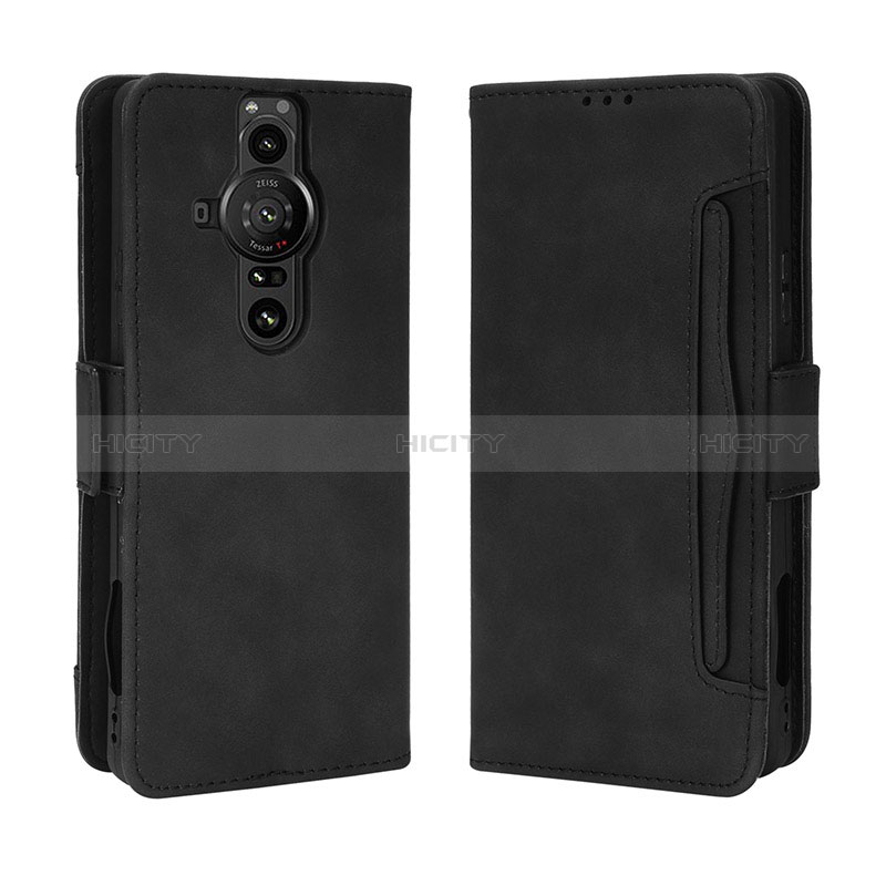 Funda de Cuero Cartera con Soporte Carcasa BY3 para Sony Xperia PRO-I Negro