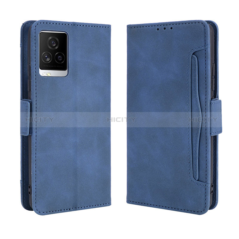 Funda de Cuero Cartera con Soporte Carcasa BY3 para Vivo iQOO 7 5G Azul