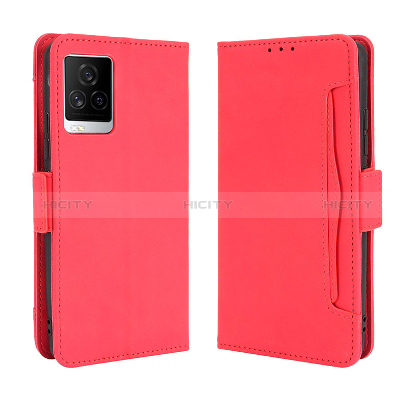 Funda de Cuero Cartera con Soporte Carcasa BY3 para Vivo iQOO 7 5G Rojo