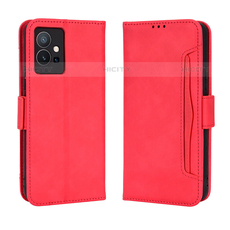 Funda de Cuero Cartera con Soporte Carcasa BY3 para Vivo iQOO Z6 5G Rojo